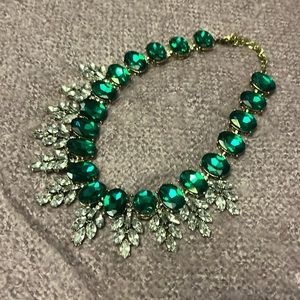 Green and white crystal statement necklace